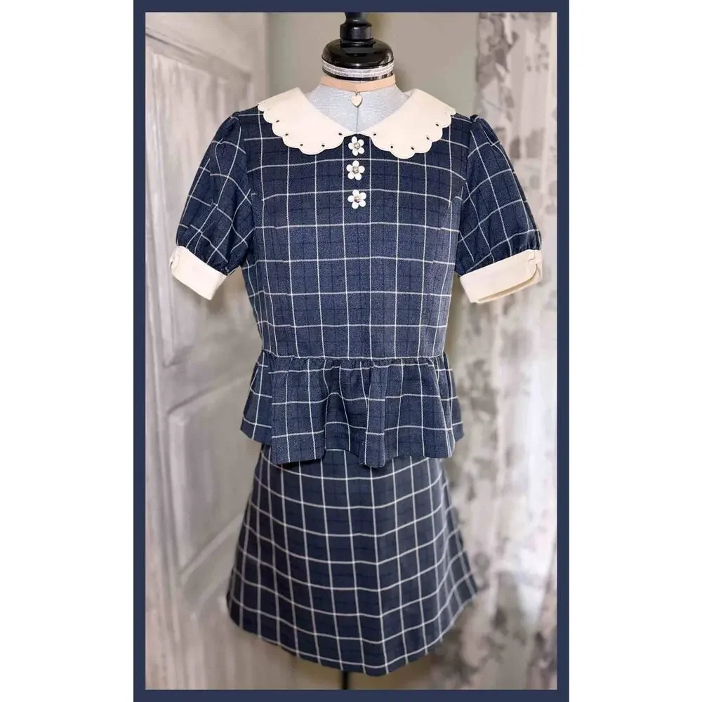 Secret Honey Floral Peplum Set Up Blouse Skirt Preppy Gyaru Shoujo Girl Japan
